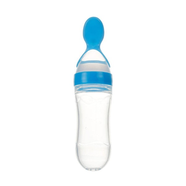 Baby Spoon Lovely Safety Infant Baby Silicone Feeding With Spoon Feeder Food Rice Cereal Bottle For Best Gift