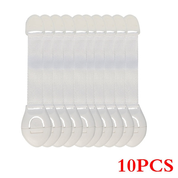 10pcs/Lot Drawer Door Cabinet Cupboard Toilet Safety Locks Baby Kids Safety Care Plastic Locks Straps Infant Baby Protection