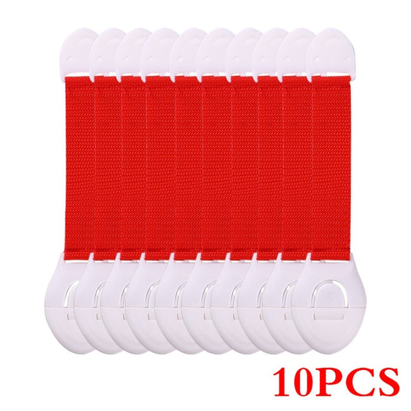 10pcs/Lot Drawer Door Cabinet Cupboard Toilet Safety Locks Baby Kids Safety Care Plastic Locks Straps Infant Baby Protection