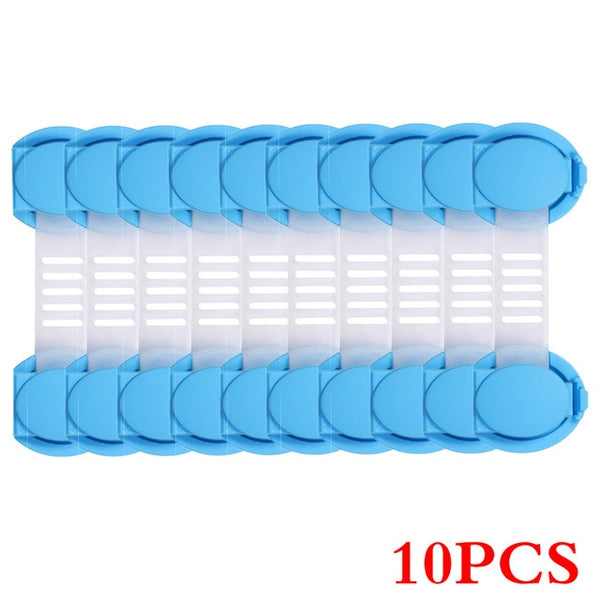 10pcs/Lot Drawer Door Cabinet Cupboard Toilet Safety Locks Baby Kids Safety Care Plastic Locks Straps Infant Baby Protection