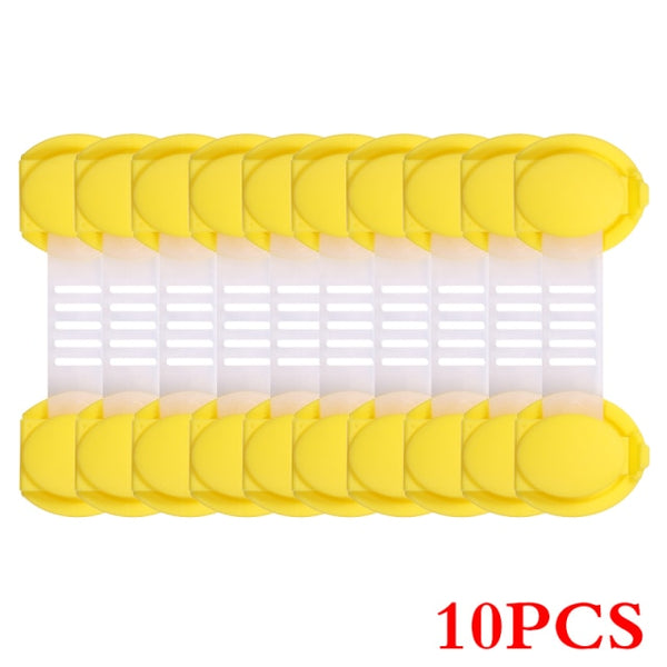 10pcs/Lot Drawer Door Cabinet Cupboard Toilet Safety Locks Baby Kids Safety Care Plastic Locks Straps Infant Baby Protection