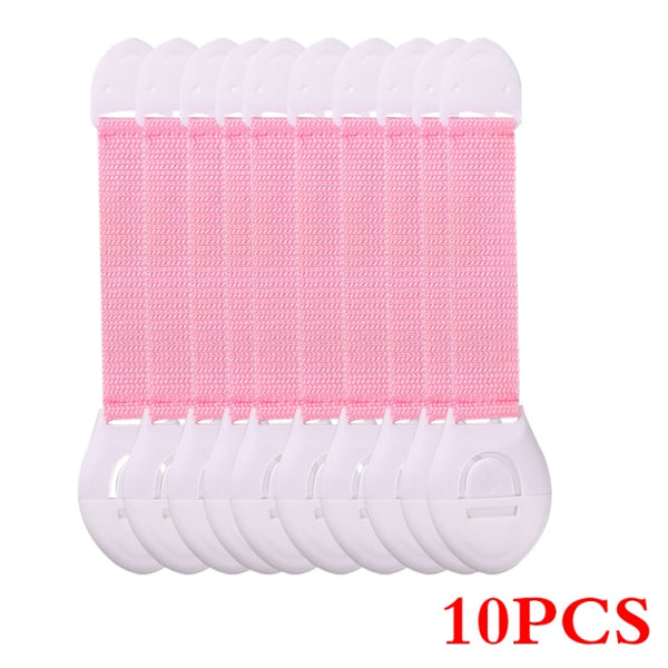 10pcs/Lot Drawer Door Cabinet Cupboard Toilet Safety Locks Baby Kids Safety Care Plastic Locks Straps Infant Baby Protection