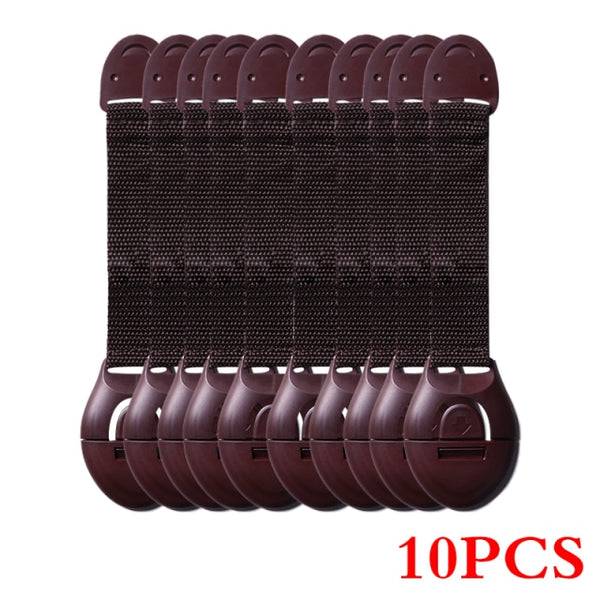 10pcs/Lot Drawer Door Cabinet Cupboard Toilet Safety Locks Baby Kids Safety Care Plastic Locks Straps Infant Baby Protection