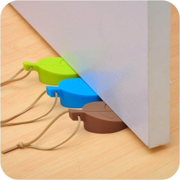 Leaves Shape Silicone Rubber Door Stop Stoppers Door Block Children Anti-Folder Hand Hotel Security Door Card Hanging Door Stop