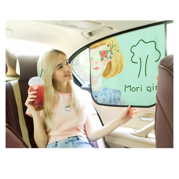 Universal Car Sun Shade Cover UV Protect Curtain Side Window Sunshade Cover For Baby Kids Cute Cartoon Car Styling