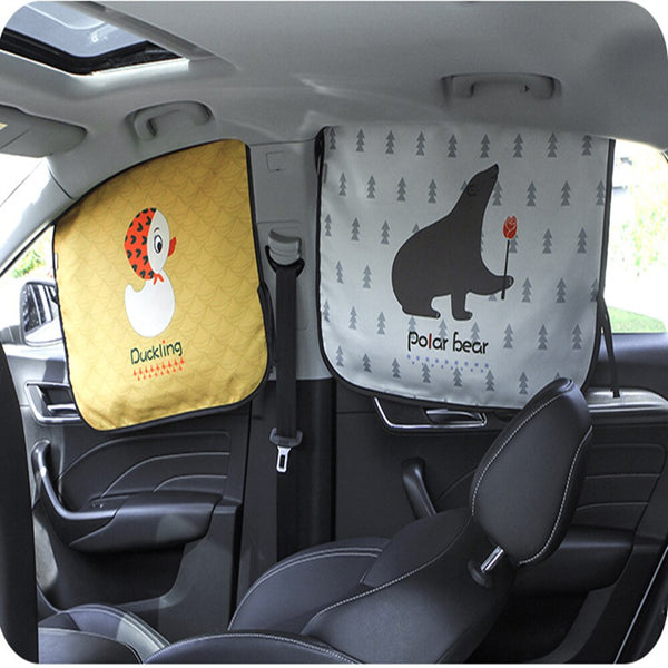 Car Window Magnetic Curtain Sunshade Cover Cartoon Universal Side Window Sunshade UV Protection Cover For Kid Baby Children
